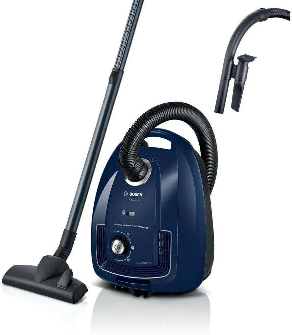 Bosch aspirateur BGL38BU1, 79 dB, Série 4, Filtre Hygiénique, puissance 600 W Bleu, Accessoires inclus, Longueur du cordon de 7 m