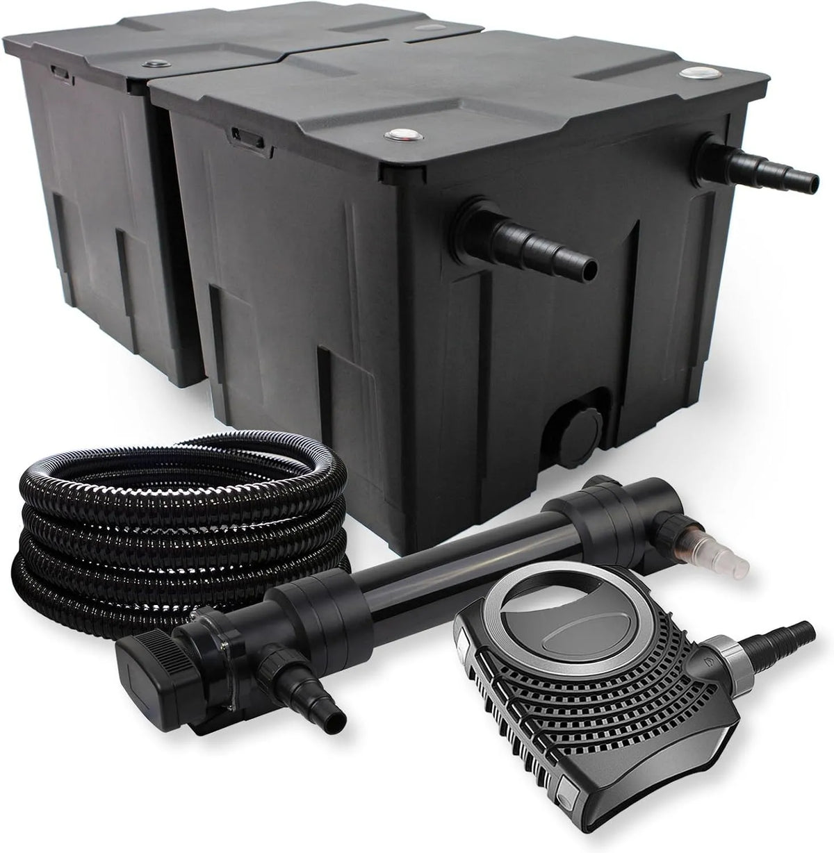 Pompe CBF-350B CTF-8000 CUV-636, 25m Tuyau 25 mm, SuperECO de filtration 8000l, lampe uv UVC Clarificateur avec 36W, 8000l/h, h 70W, capacité 8000l