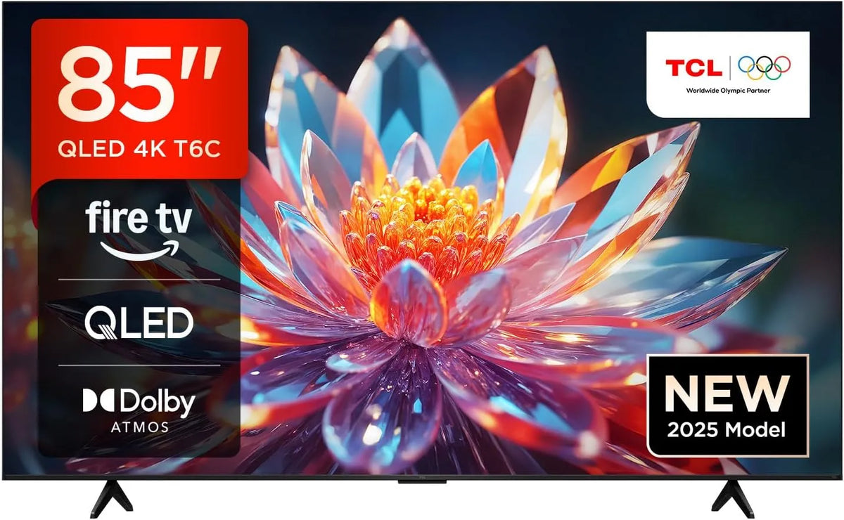 Smart TV 85T6C, TCL Fire TV 85 Pouces QLED 4K UHD, Télécommande vocale Alexa, HDR, Multi-Format, Dolby Atmos, Motion Clarity, Game Master