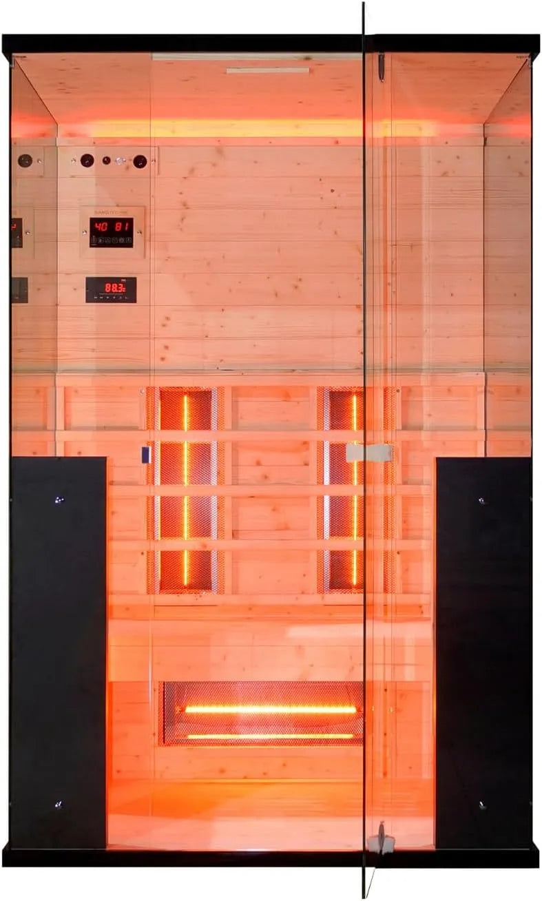 De sauna infrarouge pour 2 personnes modèle MP3 Billund Cabine, 7 couleurs, dimensions: 125 x 100 x 190 cm, projecteur à spectre complet
