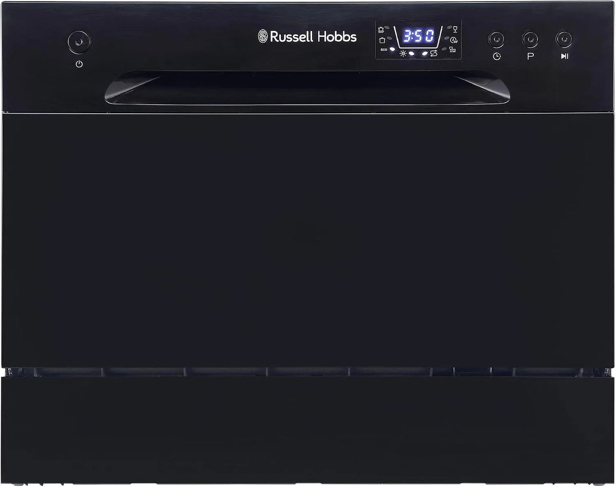 Russell Hobbs lave-vaisselle RH6TTDW0D1B, minuterie 24 heures, Mini de table compact avec 6 réglages de place, 6 programmes, écran LED