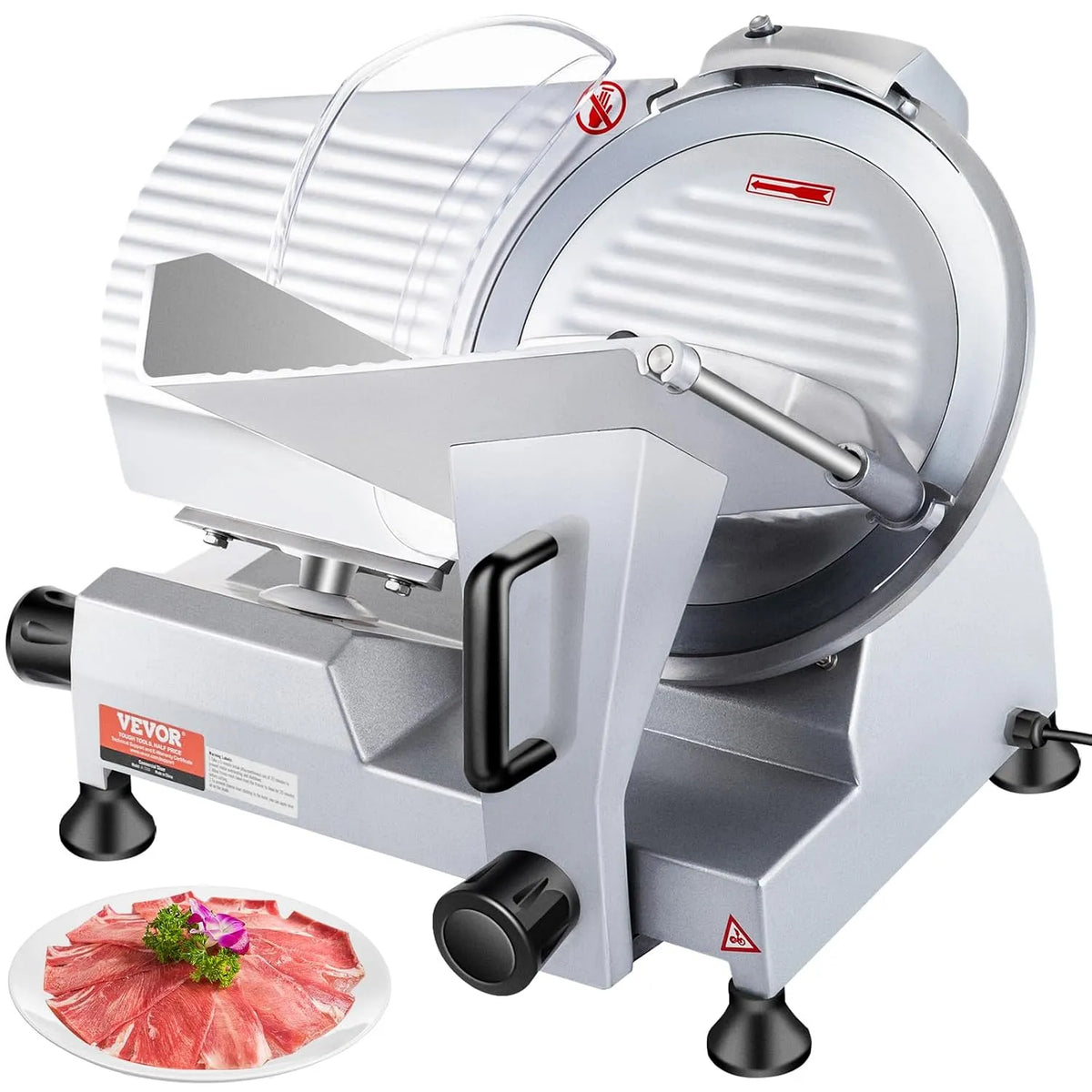 Vevor trancheuse, Restaurant, Électrique Commerciale 320 W à Jambon Lame 300 mm 350-400 tr/min Charcuterie en Acier