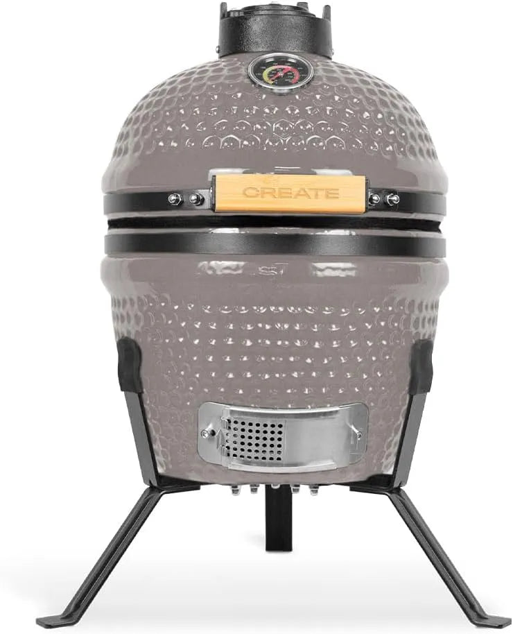 Barbecue CREATE/BBQ KAMADO/, BBQ KAMADO fumoir céramique finition grise 13 pouces, Peut griller, fumer et cuire