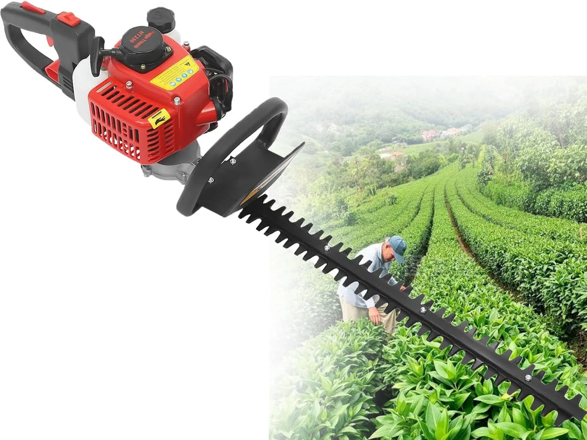 Essence 2 temps Taille-haie à, 22,5 Cc Haie de jardin longue portée 60 cm, avec lame 2600 tr/min pour tailler les haies de jardin, buissons