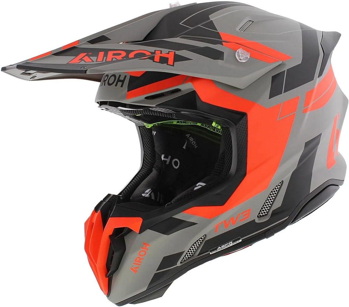 Casque moto, Airoh Twist 3.0 Cross Dynasty finition noire, Orange, finition grise