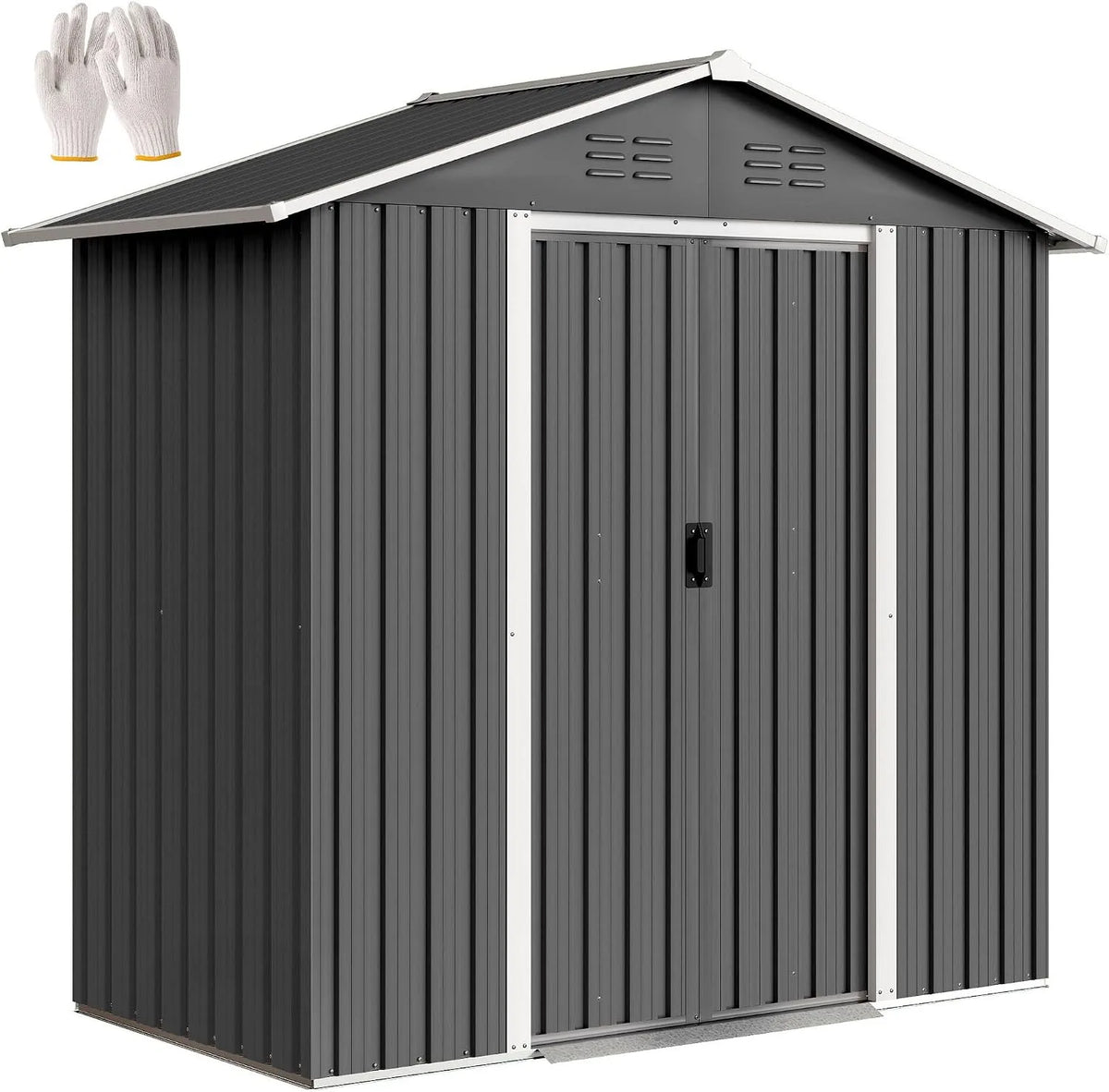 Abri de jardin Outsunny, dimensions 194 x 107 x 191 cm, cabane de Jardin à Outils en métal, en métal 1,8 m², finition grise foncé