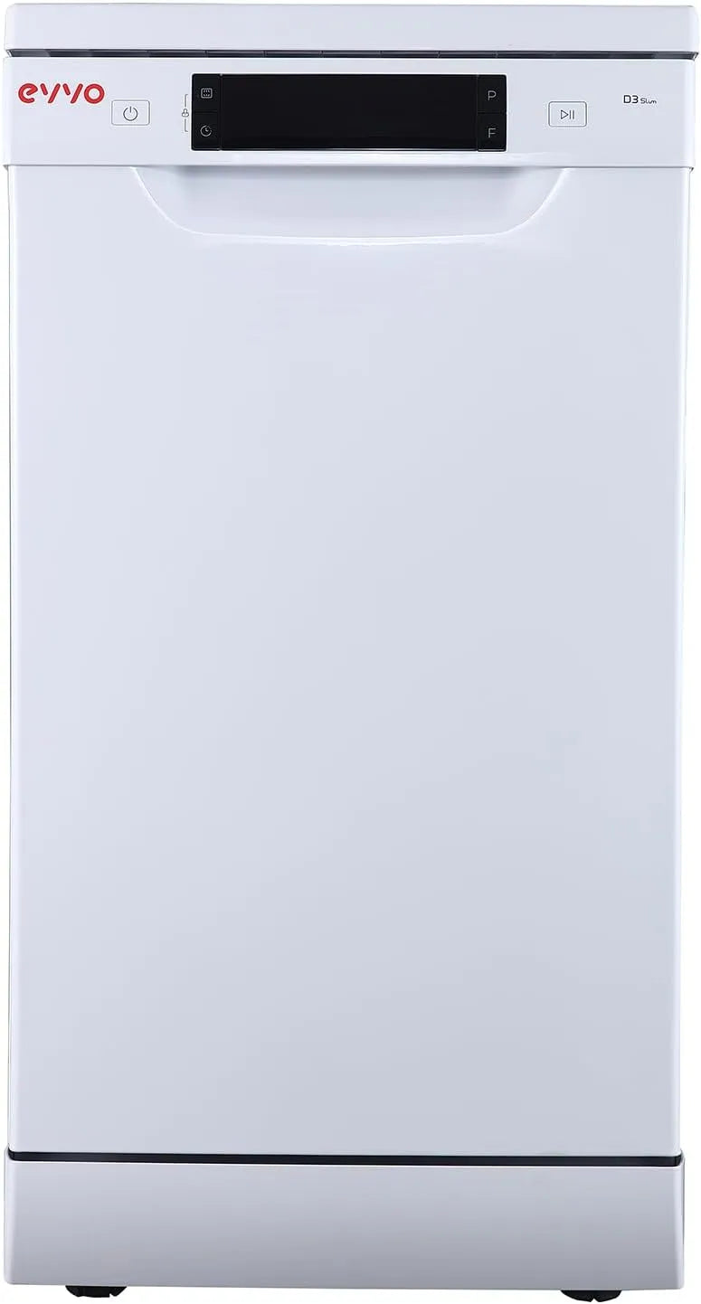 Lave-vaisselle EVVO, programme rapide 30 minutes, capacité pour 10 couverts, étroit, plateau supérieur réglable, largeur 45 cm, 8 programmes