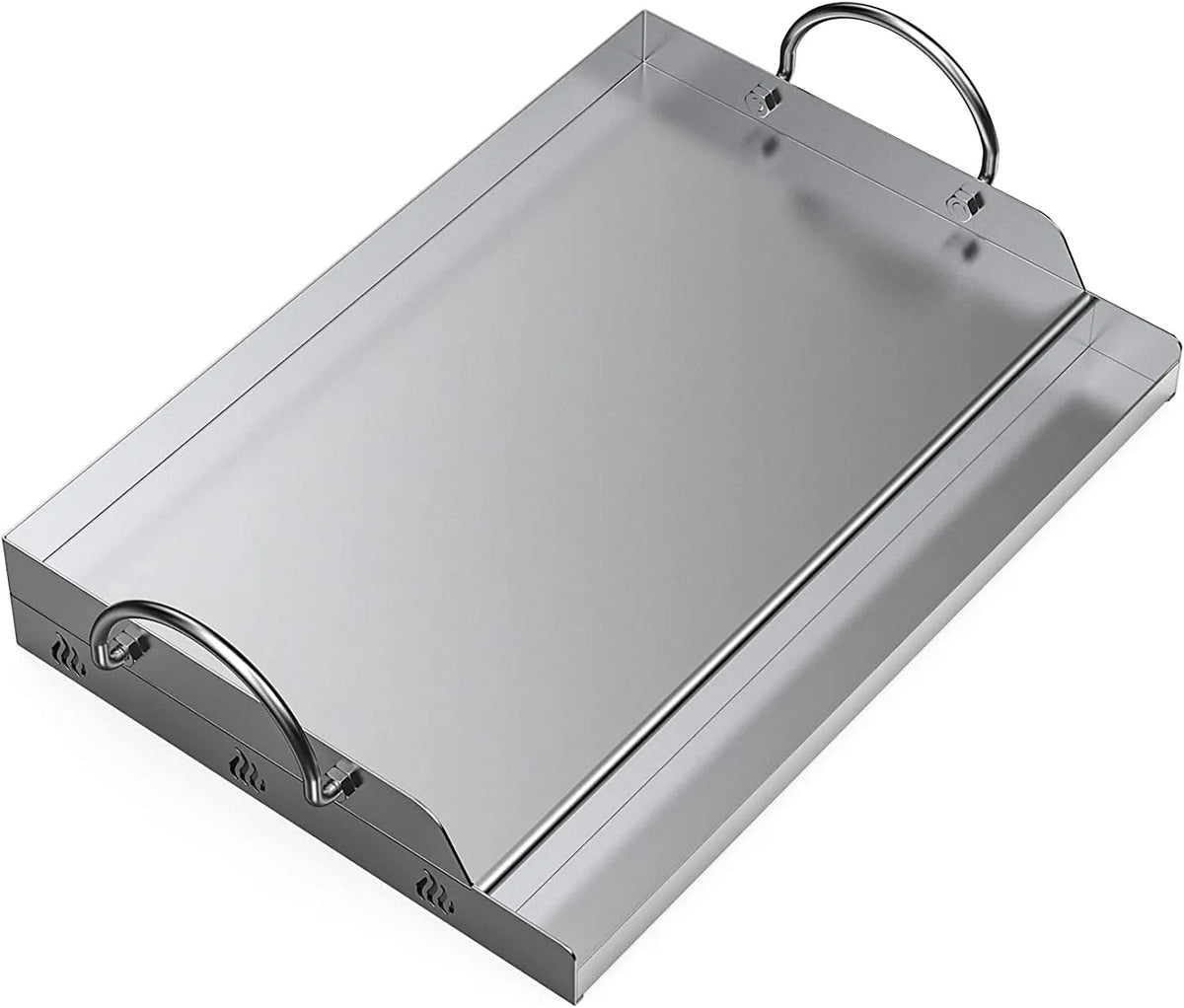 Plaque de cuisson, Onlyfire 58.4 x 40.6 cm Plancha en Inox pour Barbecue à Gaz et Charbon, de Cuisson avec Poignée, Plancha Universelle pour BBQ