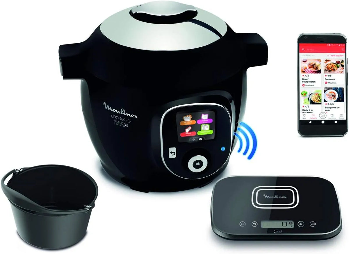 Moulinex modèle, finition noire CE859800, finition noire, Connect Multicuiseur Intelligent Haute Pression Balance et Moule Inclus 6L 200