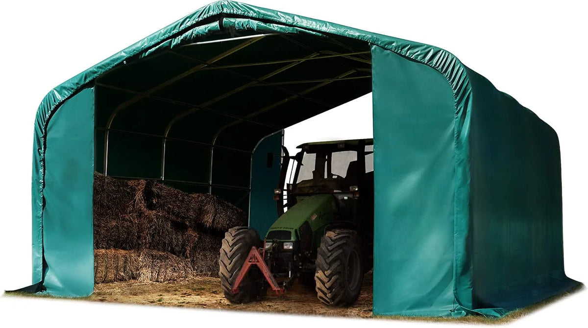 Modèle dimensions 6x6m PVC ignifugé abri Vert foncé 2300N, béton