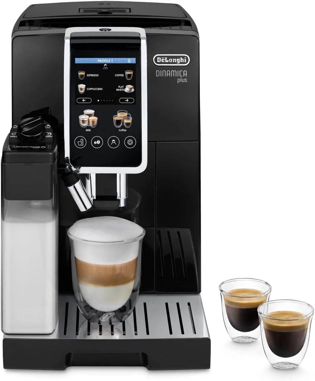 De'Longhi cafetière ECAM382.70.B, Machine Espresso avec 18 Recettes, Dinamica Plus, Écran TFT 3,5', puissance 1450W, avec Technologie LatteCrema