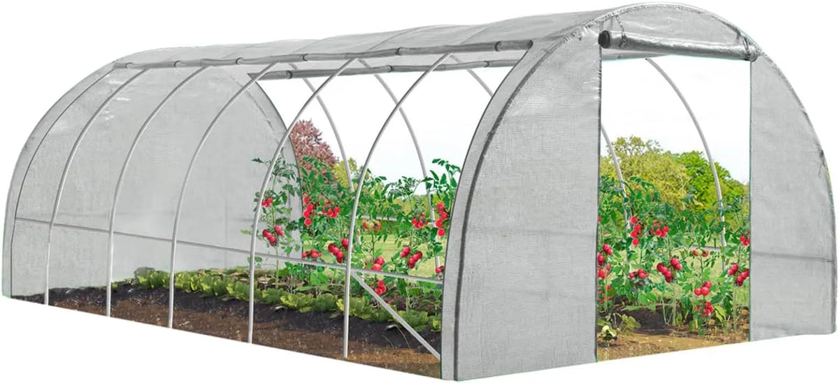 IDMarket, Serre Tunnel de Jardin 4 Saisons 18M² Blanche Gamme maraîchère CRIMÉE 6x3M