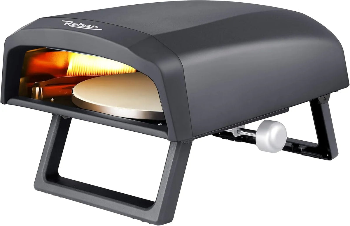 Plaque de cuisson VMP 12 AS, puissance 4 KW, Reber, finition noire, Four à pizza avec rotative, 13650 btu, alimenté au gaz GPL