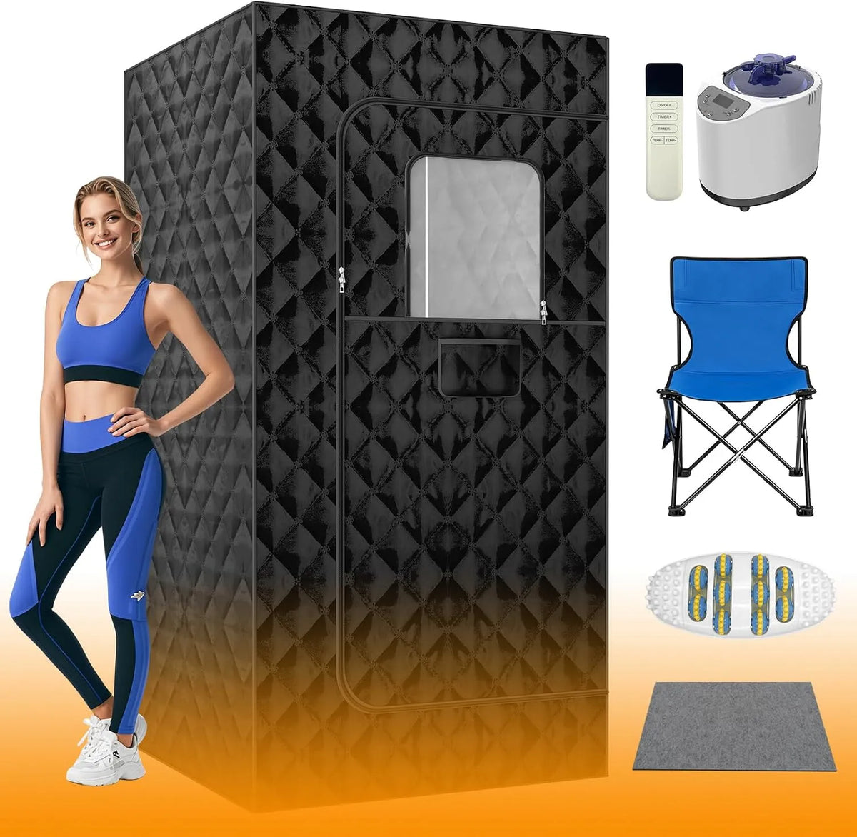 Cuiseur vapeur, télécommande, sauna domestique avec de 3 L 1200 W, Sauna à vapeur portable, la salle de sport, le garage