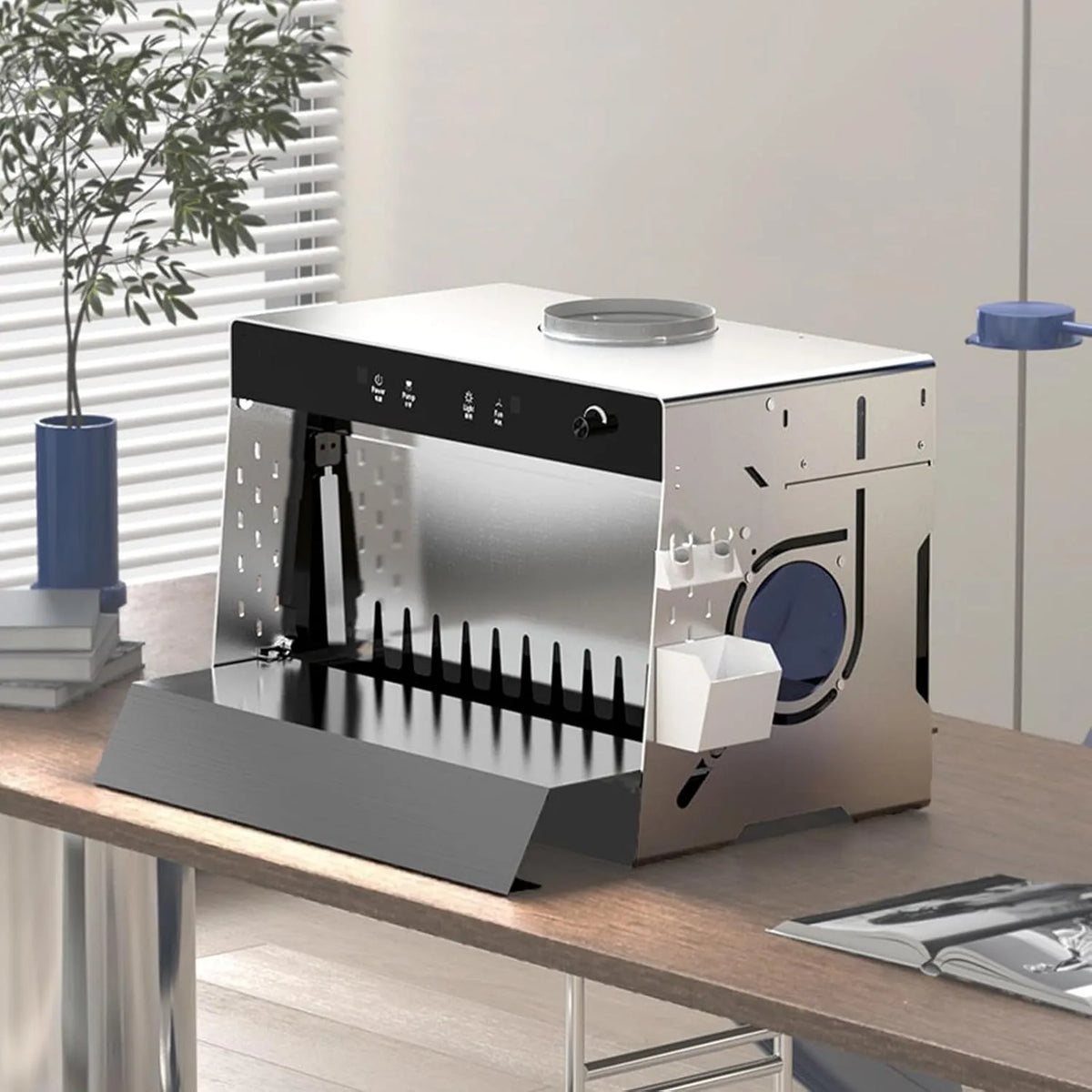 Cabine de pulvérisation, au format au format portable pour aérographe éclairage LED intégré et système de filtration avancé pour loisirs créatifs