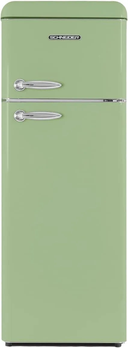 Réfrigérateur SCDD208VVA SCHNEIDER, capacité 211L, 3 clayettes verre, Thermostat réglables, Vert amande, 2 portes, 172+39, Froid statique