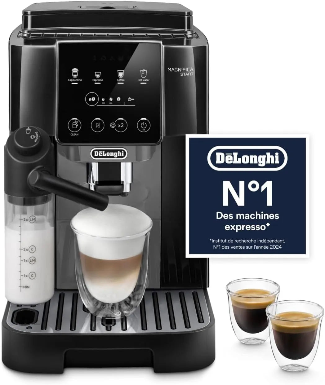 Machine à café ECAM222.60.BG, De'Longhi Magnifica Start, Commandes Soft Touch, 4 Boissons Enregistrées, finition noire et finition grise