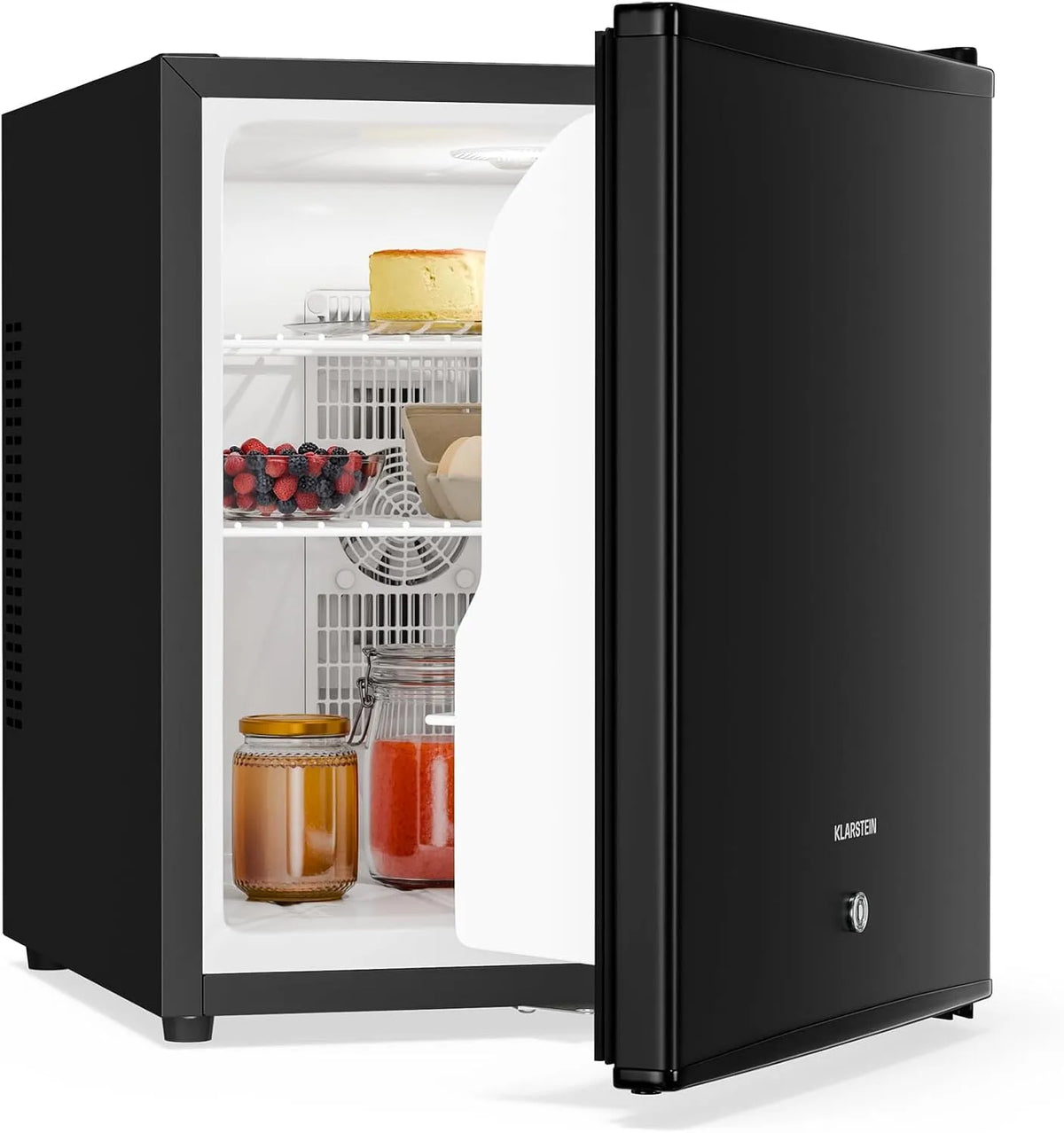 Klarstein réfrigérateur, capacité 44L, Mini, avec façade vitrée, pour boissons & snacks, Petit & Silencieux, Clayettes réglables, Serrure