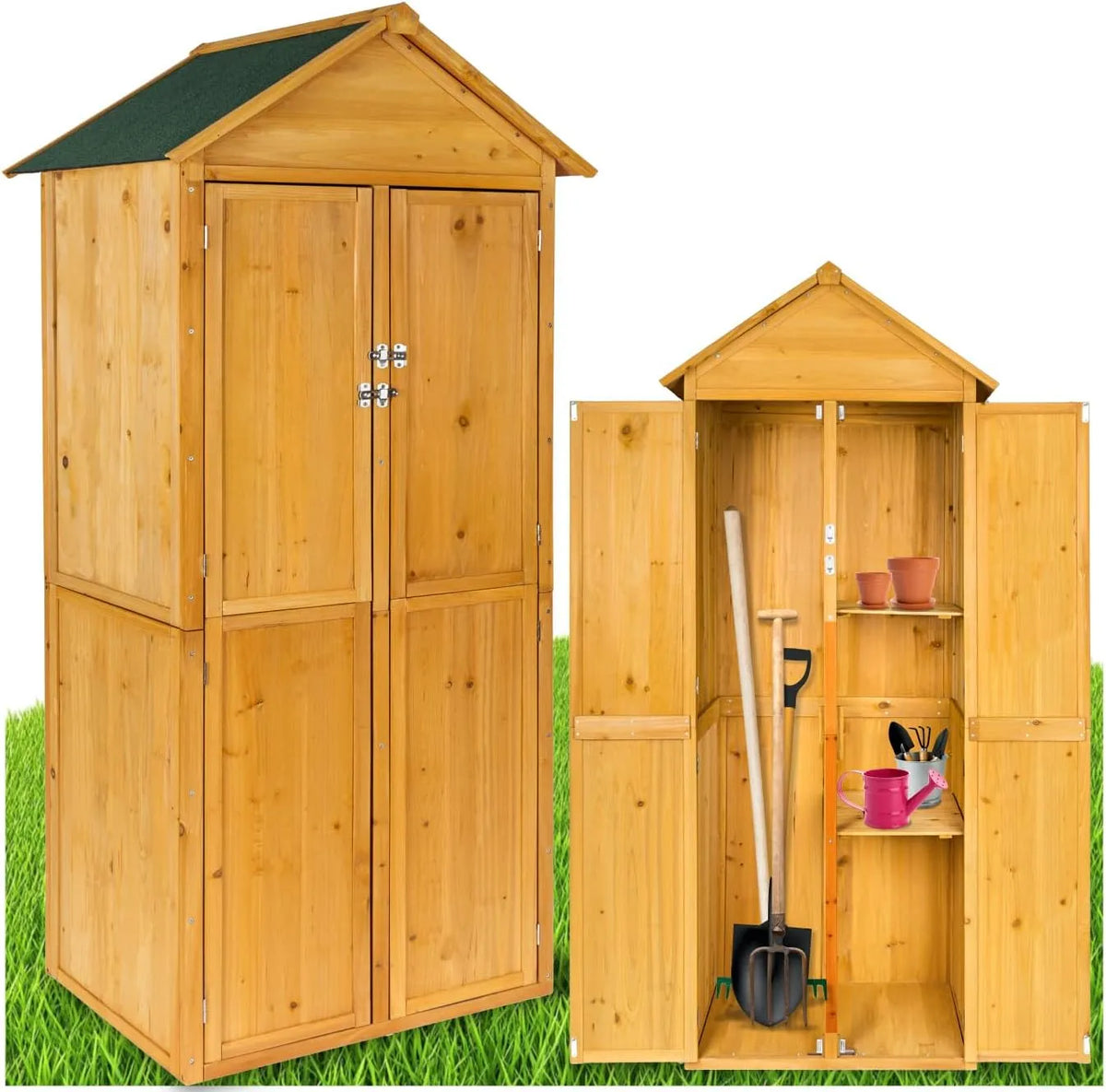 Abri de jardin, Bois Cabane de Jardin à Outils Toiture 2 pans, Rangement et Stockage extérieurs pour Outils de Jardinage Armoire Jardinage Abri