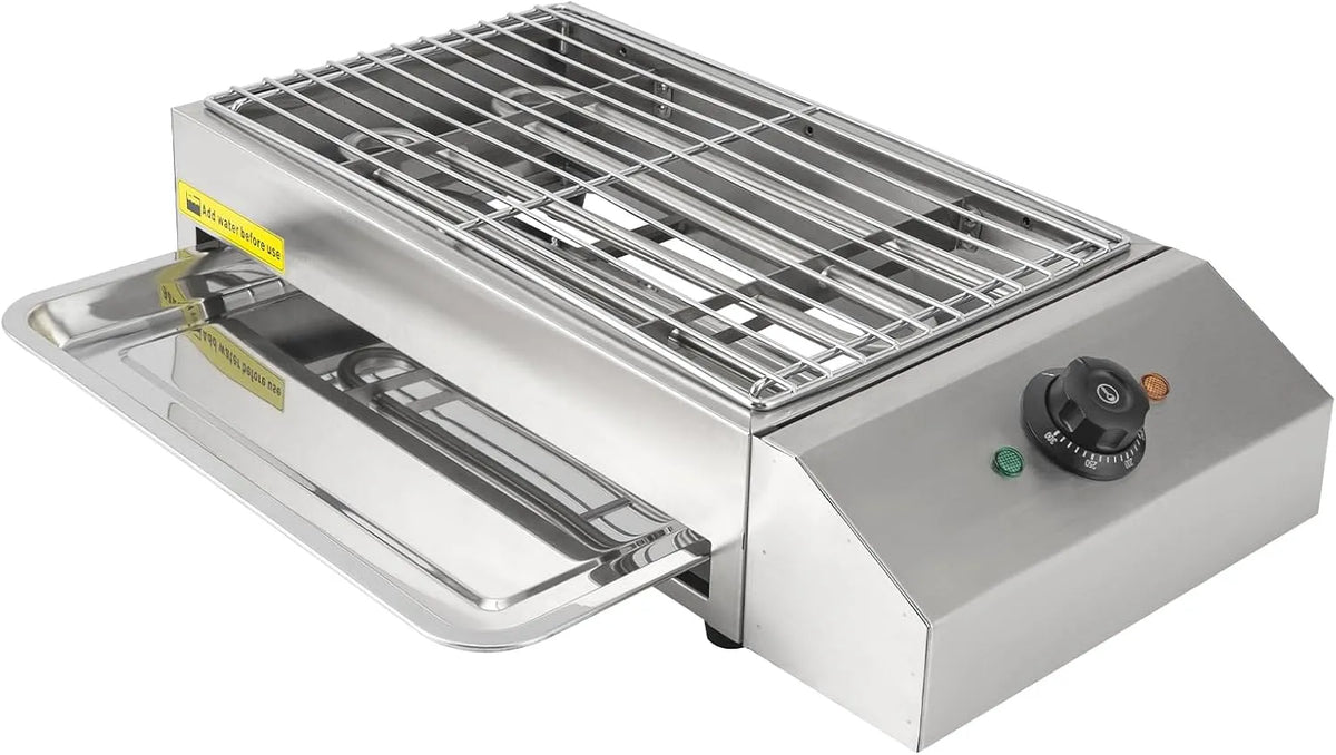 Barbecue, électrique pour l'intérieur et, de table électrique en acier inoxydable 2600 W avec grille de cuisson amovible