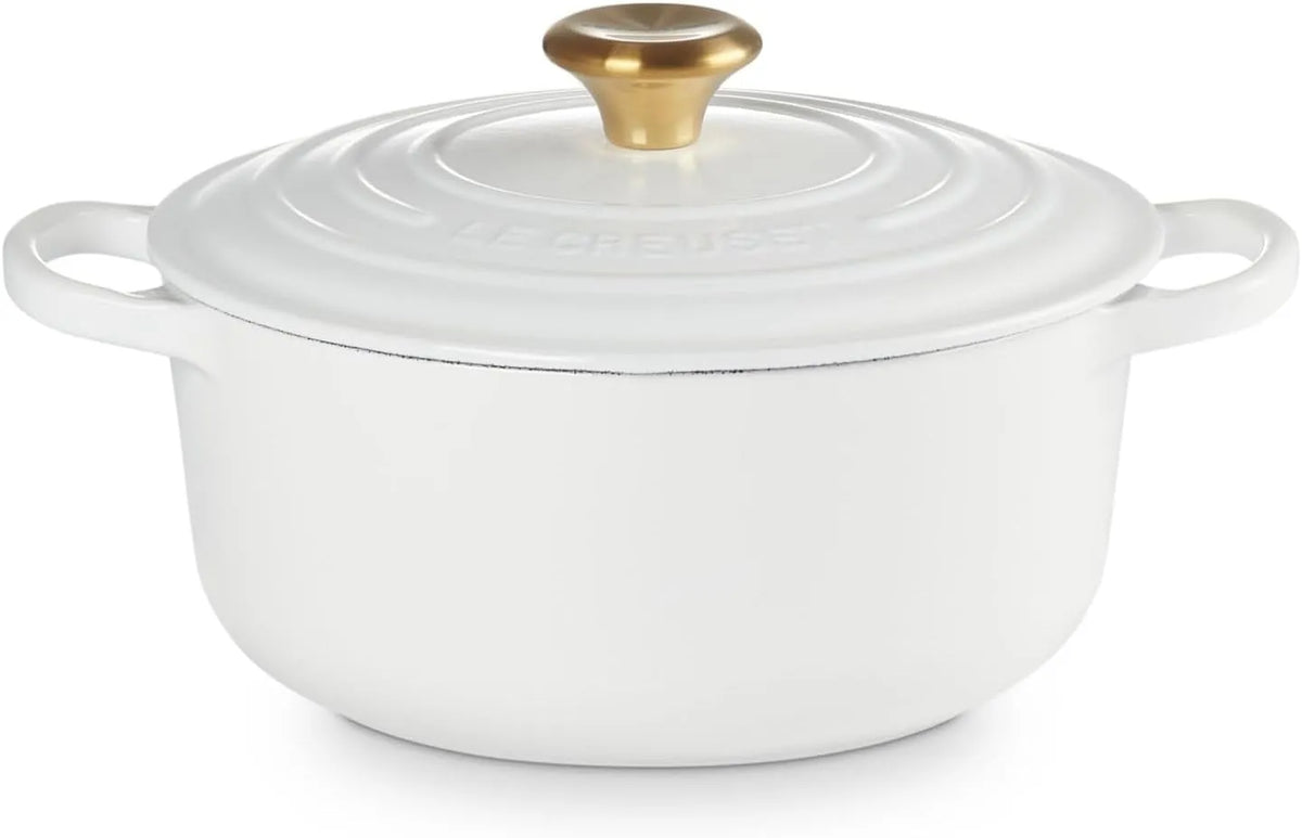 Cocotte Le Creuset Signature, ronde en fonte émaillée 20 GLD finition blanche