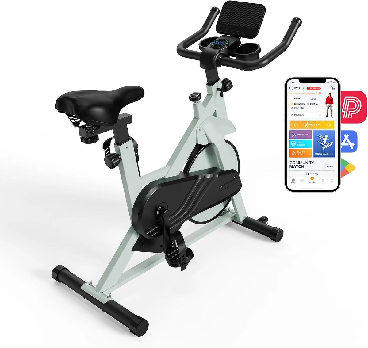 Vélo DeerRun, d'Exercice Professionnel, avec APP pour Le Suivi des Données, Capacité de Poids de 136 kg, pour La Maison