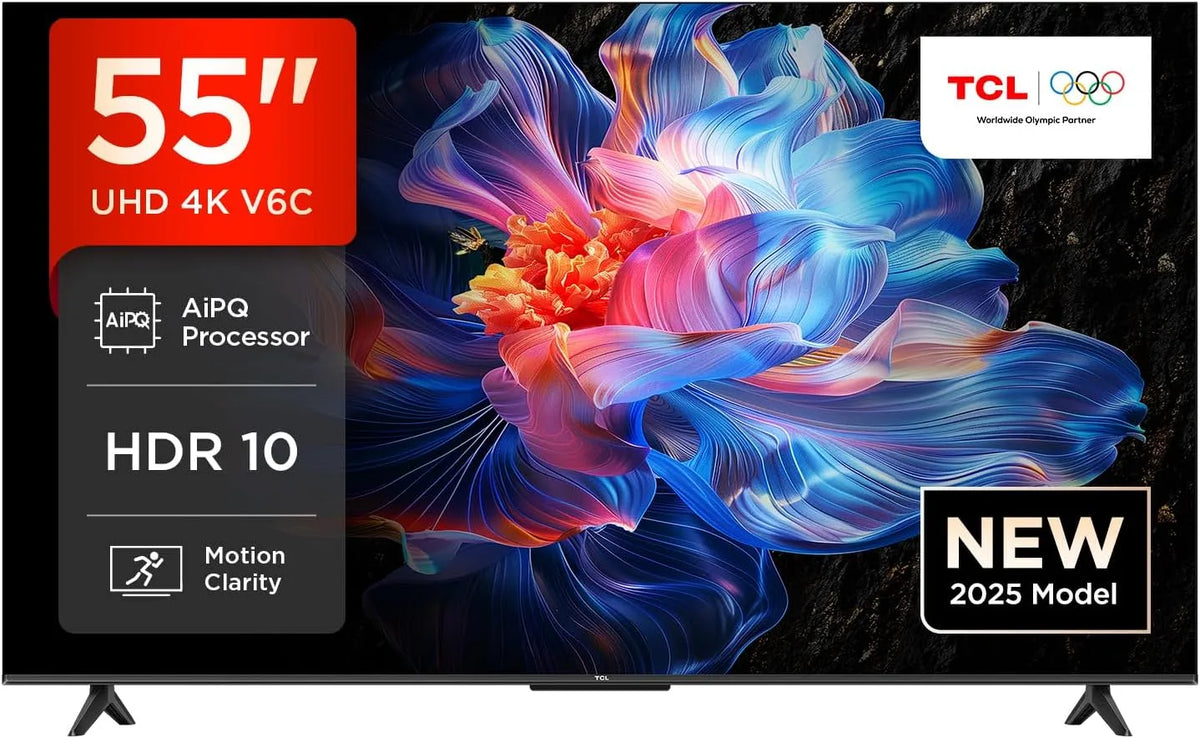 Smart TV 55V6C TCL LED Direct, HDR 4K, Dolby Audio, compatible avec Google Assistant et Alexa, avec technologie Google TV, Motion Clarity