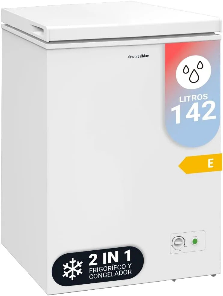 Congélateur UNIVERSALBLUE |, 2 en 1, Contrôle mécanique, finition blanche, Réfrigérateur et, capacité 142L, Livraison et montée à l'étage inclus