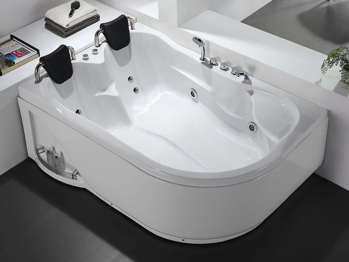 Baignoire balnéo, dimensions 181 x 121 x 65 cm, capacité 385 L, 2 places, Angle gauche, RAFINA, Blanche