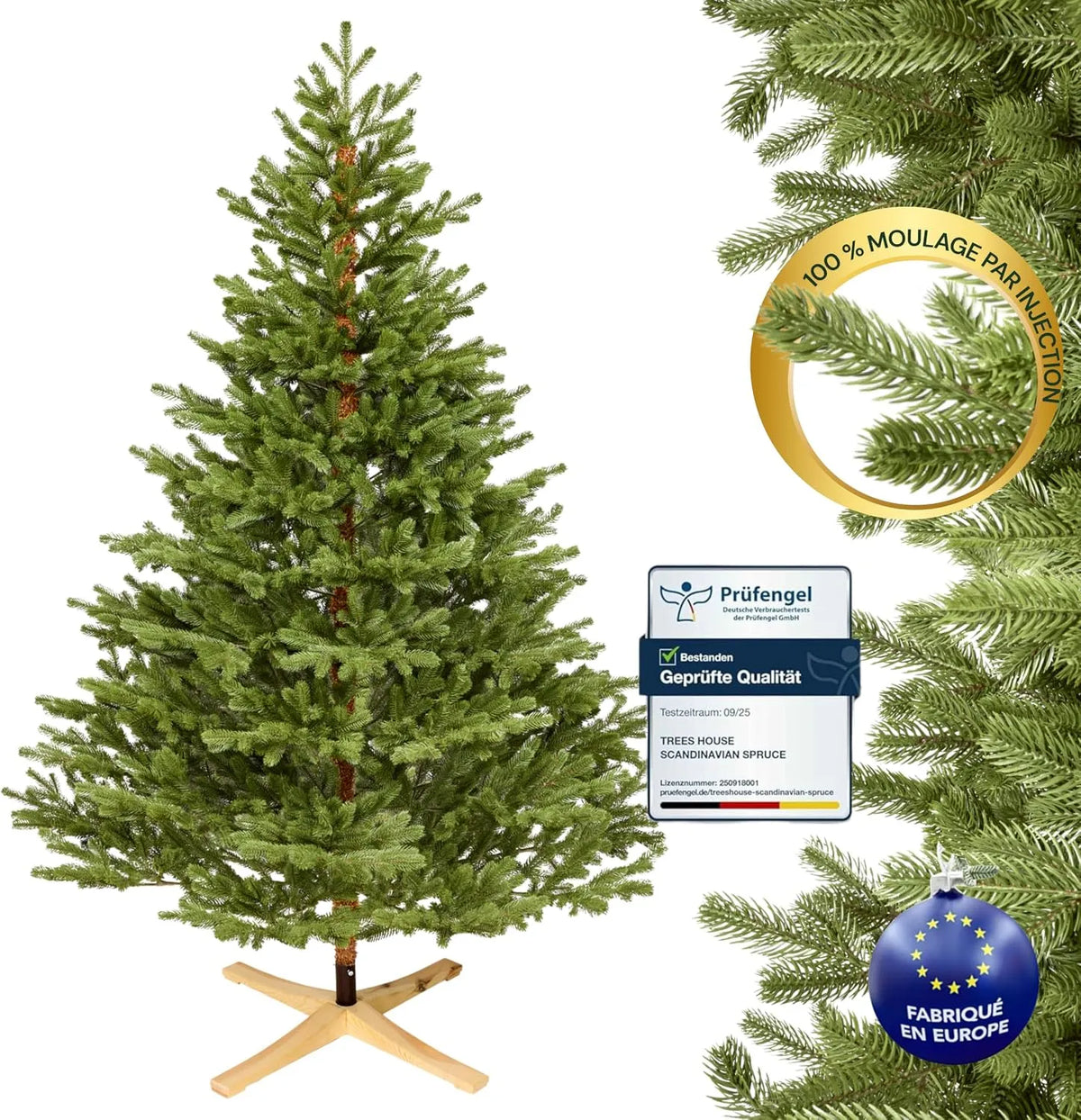 Noel Artificiel Sapin de, 100% Moulage par Injection, Arbre Fabriqué dans l'UE, Arbre Épicéa Scandinave