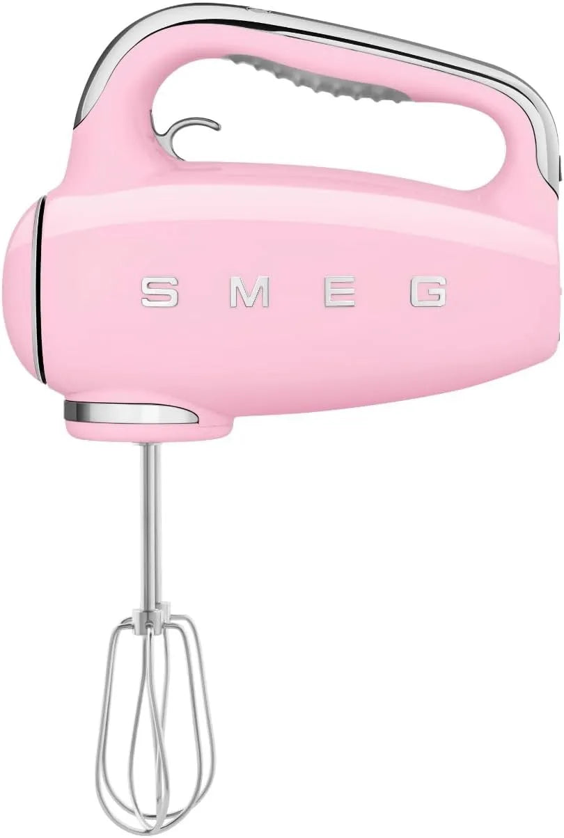 Smeg four HMF01PKEU, 9 Niveaux de Vitesse, 4 Batteurs, 2 Crochets Pétrisseurs et Range Cable Fournis, puissance 250W, Fonction Turbo, Rose