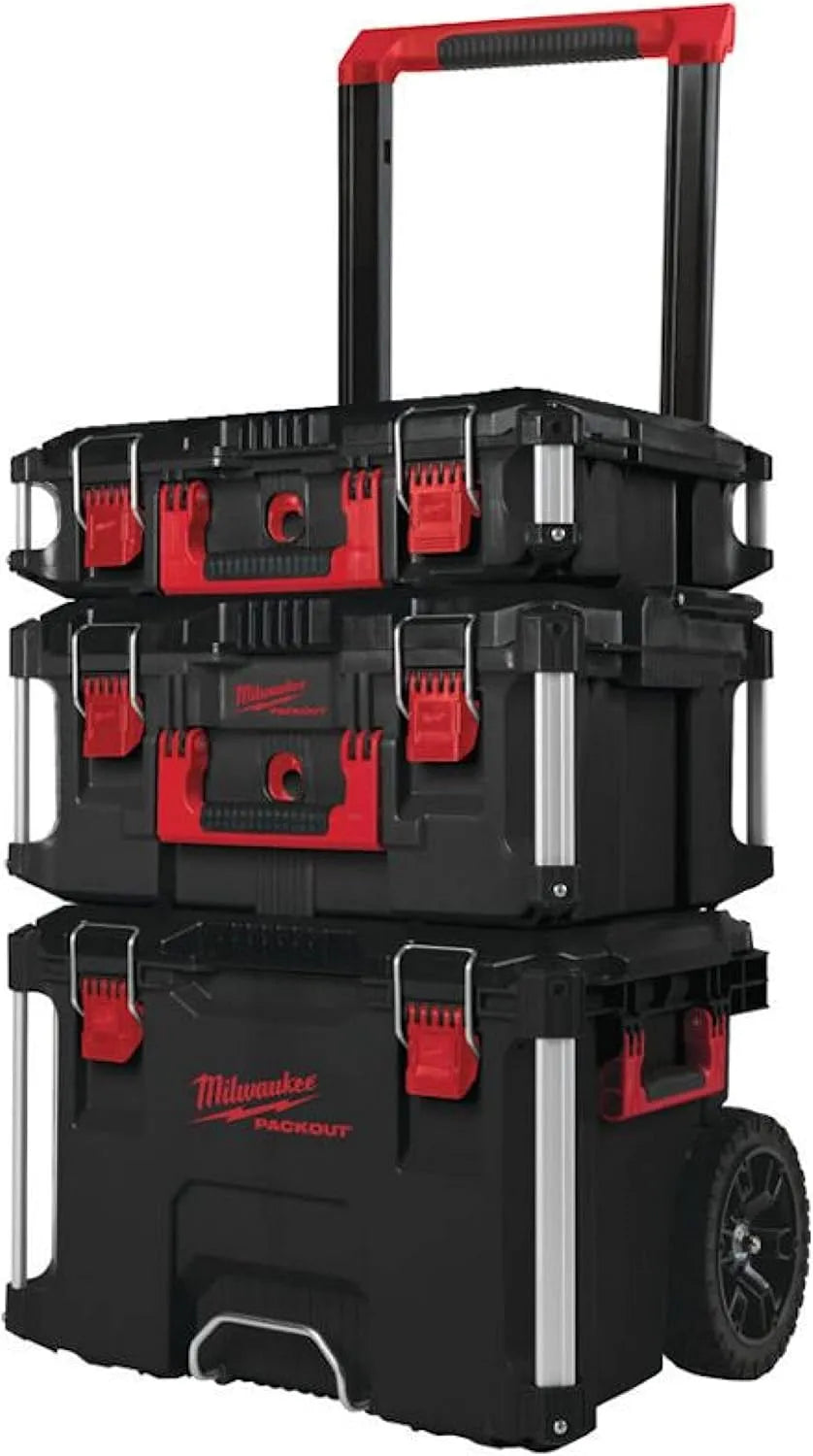 Milwaukee Pack Promo Valise à roulettes avec 3 Compartiments finition noire 4932464244, Rouge Taille L