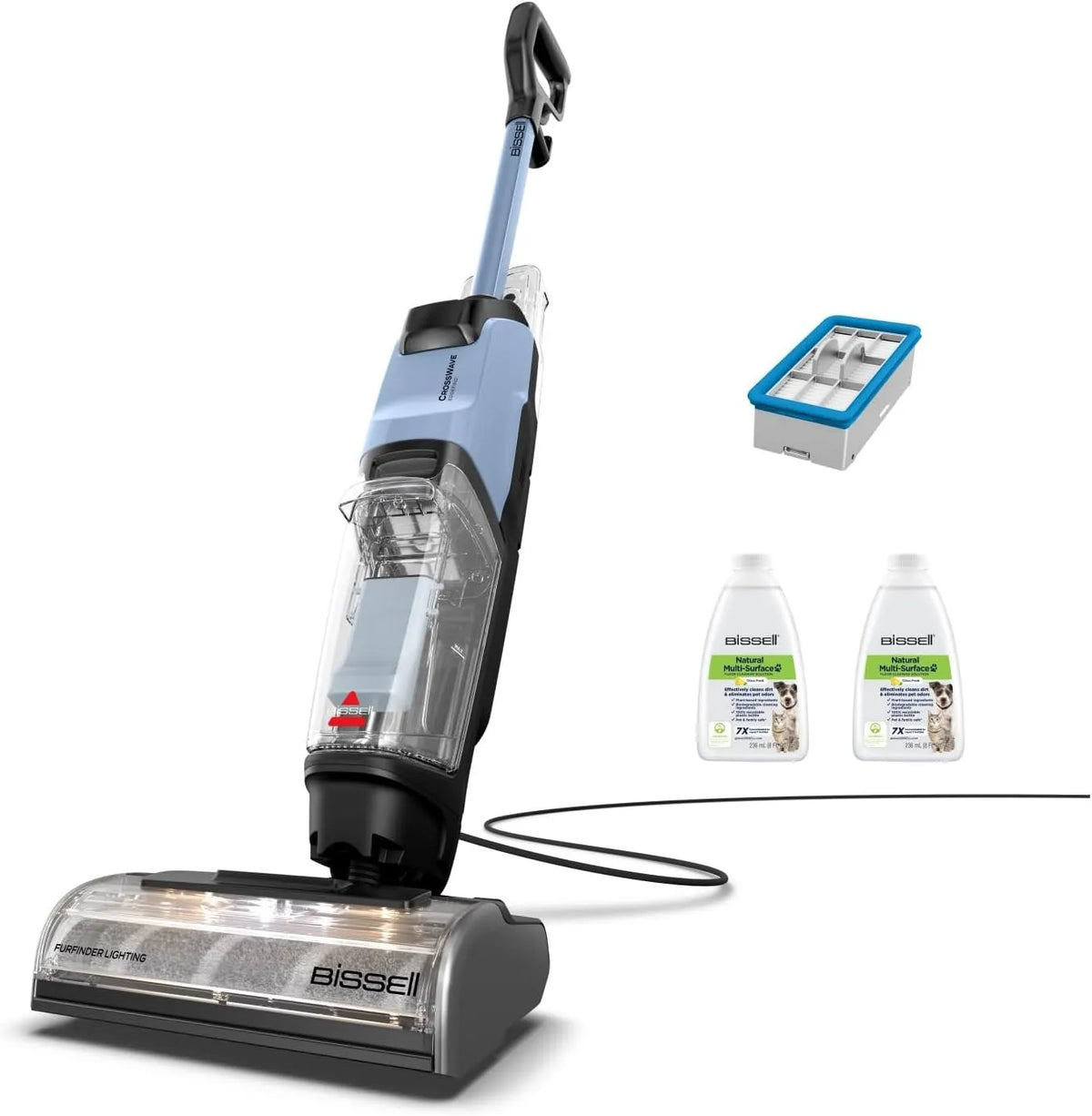 Aspirateur 4159N BISSELL CrossWave EdgeFind, Aspiration et, laveur Nettoyage puissant des saletés d'animaux de compagnie, Multi-surfaces, ou lavage