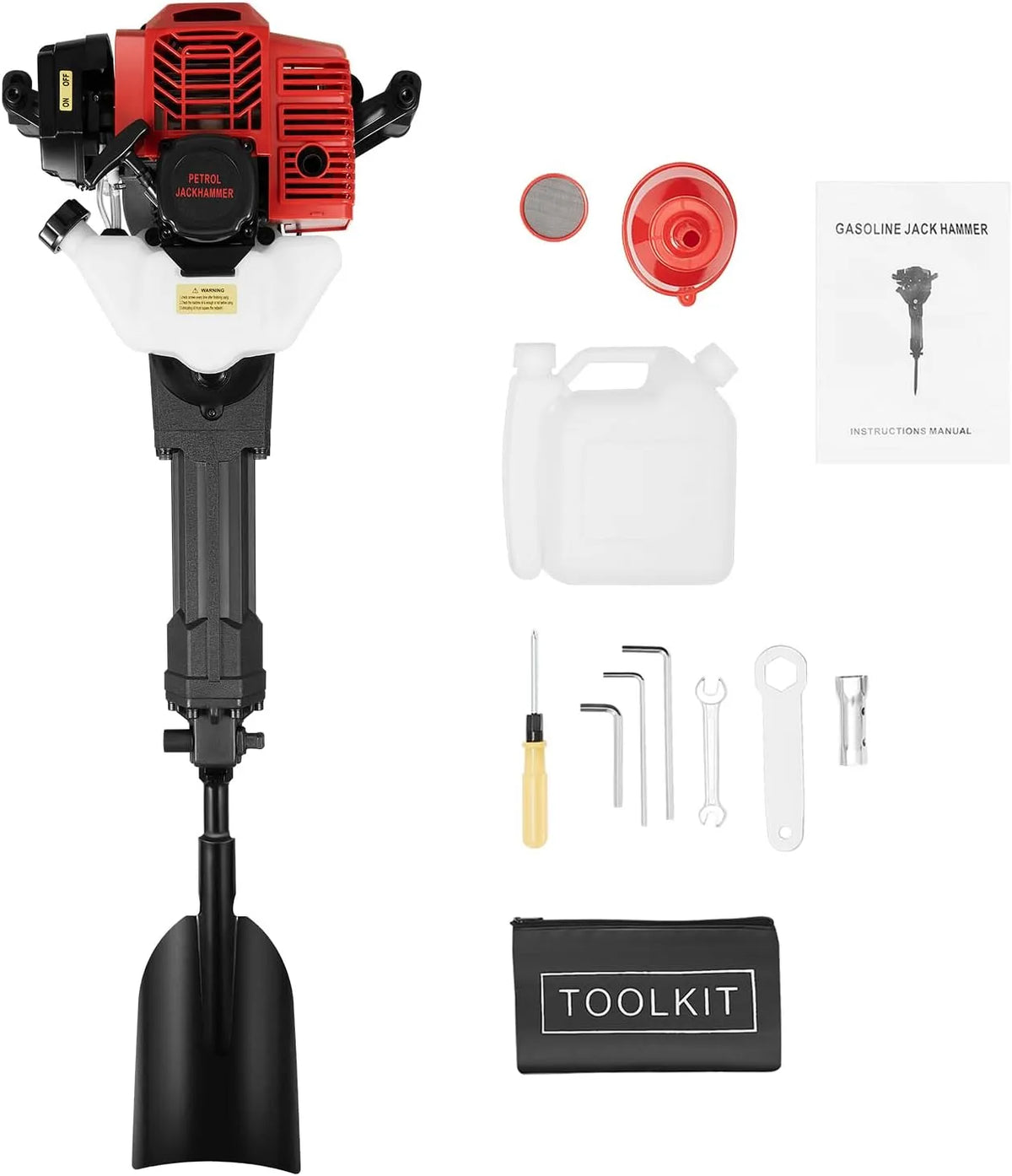 52 cc 2 temps puissance 1900 W Excavatrice à essence manuelle pour arbre de jardin, Fraise à creuser, Refroidie par air, ferme, plantation d'arbres
